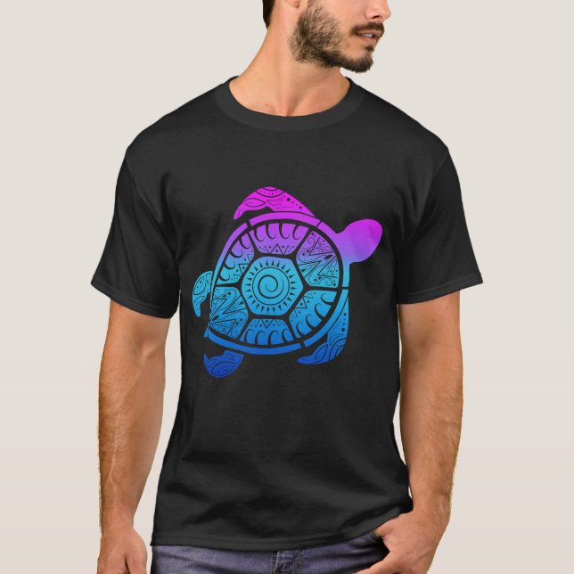 Camiseta Turtle Back Mandala Carapace Turtle Swimming (Anverso)