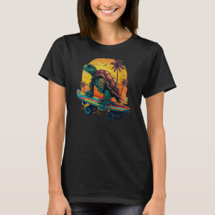 Camiseta Turtle Cat Skateboarding Laughing Beach Guay Turtl