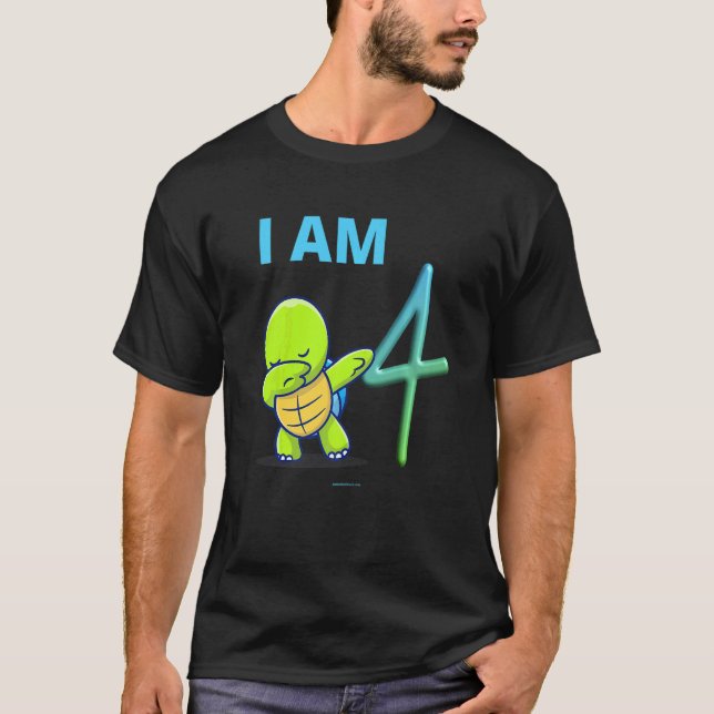 Camiseta Turtle Dabbing Cumpleaños de 4 años (Anverso)