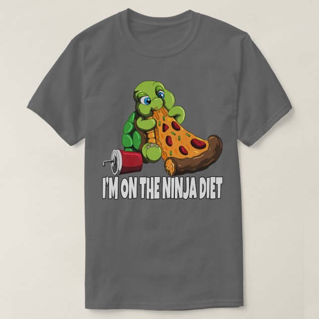 Camiseta Turtle On A Diet Eats Pizza I'm On The Ninja Diet  (Diseño del anverso)