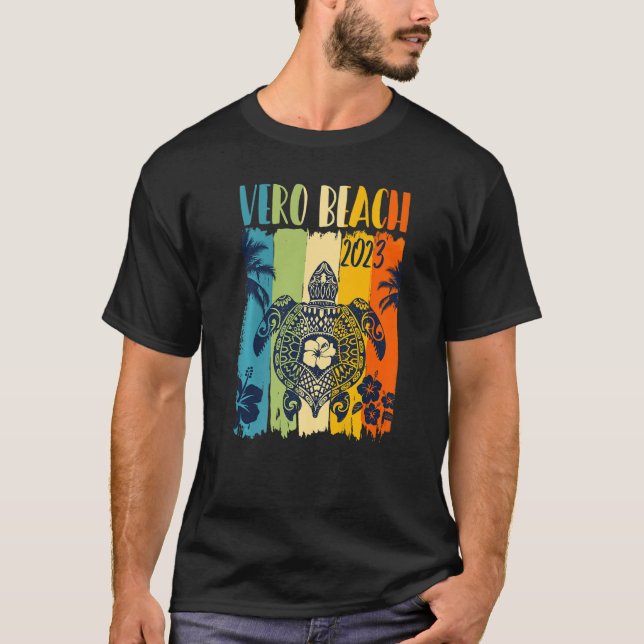 Camiseta Turtle Retro Vero Beach Florida Vacaciones familia (Anverso)