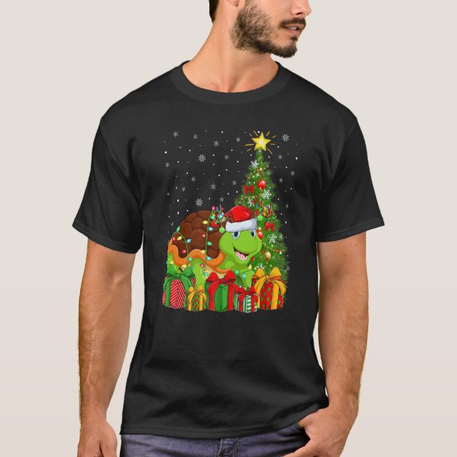 Camiseta Turtle  Xmas Holiday Santa Turtle Christmas Tree (Anverso)