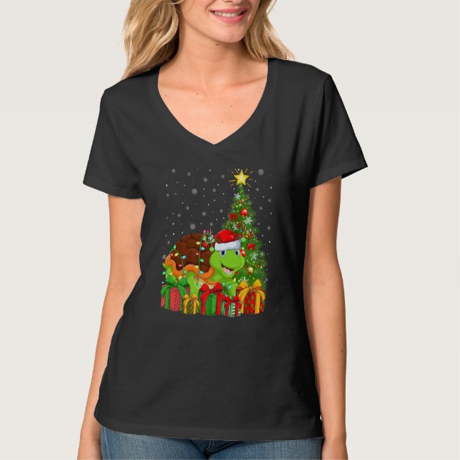 Camiseta Turtle  Xmas Holiday Santa Turtle Christmas Tree (Anverso)