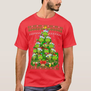 Camiseta Turtle Xmas Lighting Tree Santa Turtle Ugly Christ