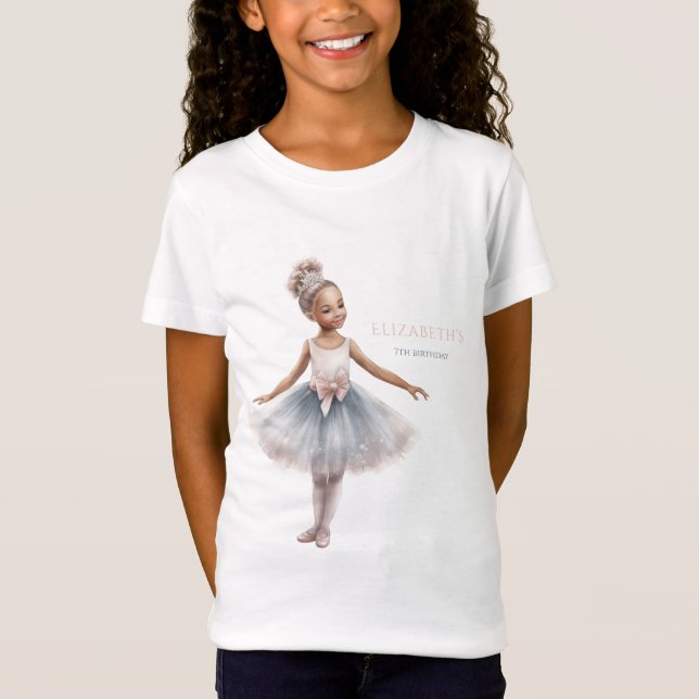 Camiseta Tutu Cute Elegant Ballerina Watercolor Cumpleaños (Anverso)