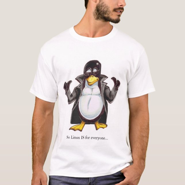 Camiseta Tux en un trenchcoat (Anverso)