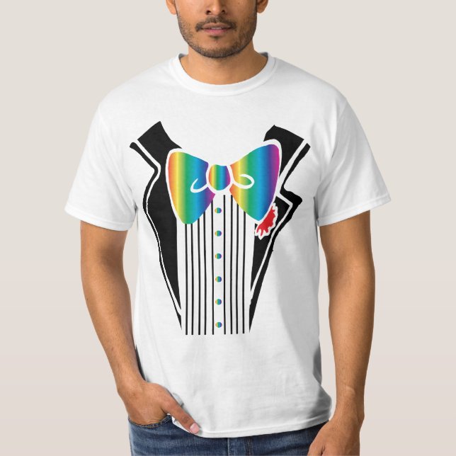 Camiseta Tuxedo - Azote arcoiris (Anverso)