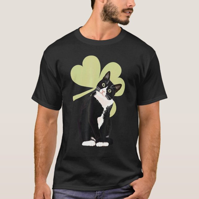 Camiseta Tuxedo Cat Saint St  Patrick S Paddy S Day Cat (Anverso)