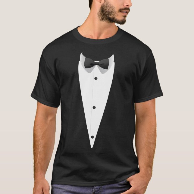 Camiseta Tuxedo con Bowtie para Bodas (Anverso)
