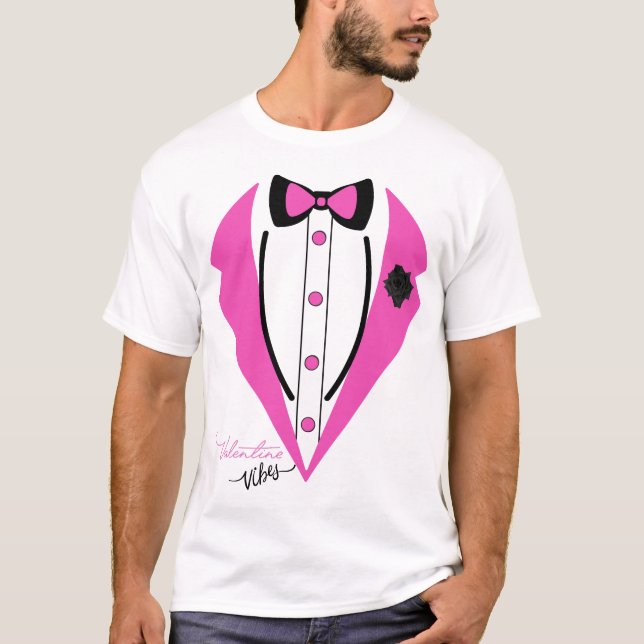 Camiseta Tuxedo gracioso El día de San Valentín de disfrace (Anverso)