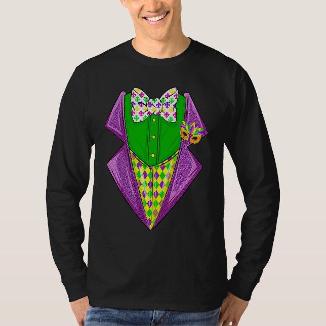 Camiseta Tuxedo Mardi Gras Carnival Costume Boys Men Parade (Anverso)