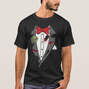 Camiseta Tuxedo Spooky Halloween Costume Bow Tie