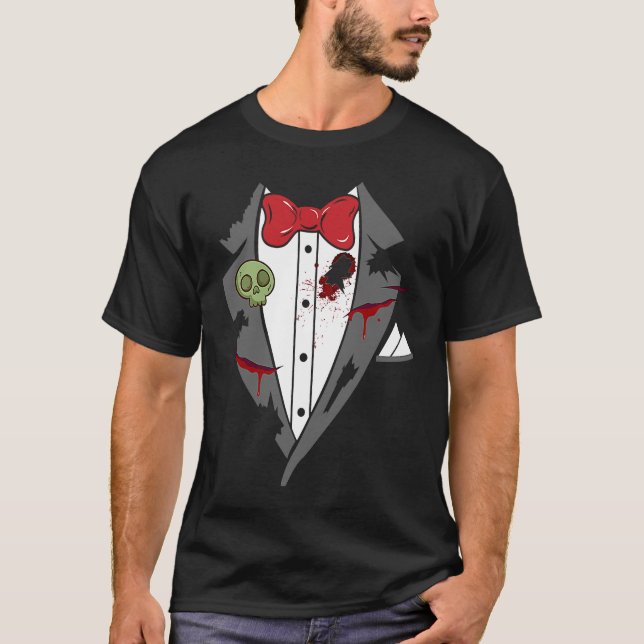 Camiseta Tuxedo Spooky Halloween Costume Bow Tie (Anverso)