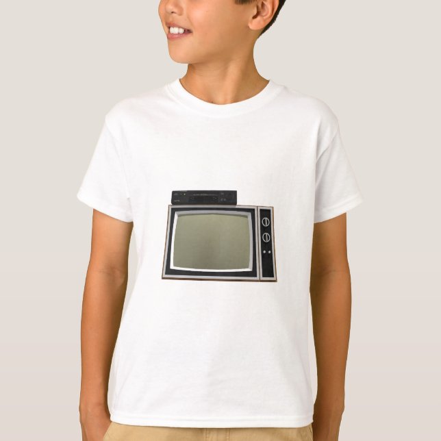 Camiseta TV estilo 80 y VCR: Modelo 3D (Anverso)