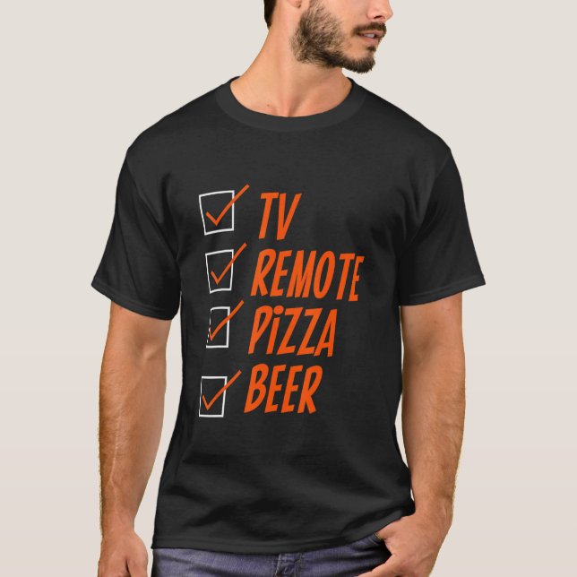 Camiseta Tv Remote Pizza Beer --- (Anverso)