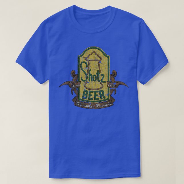Camiseta Tv Shotz Beer Milwaukee de los años 70 1849 (Diseño del anverso)