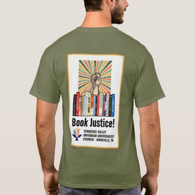 Camiseta TVUUC - ¡Libro Justicia! (Reverso)