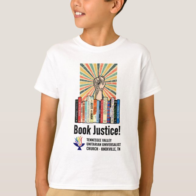 Camiseta TVUUC - ¡Libro Justicia! (Anverso)