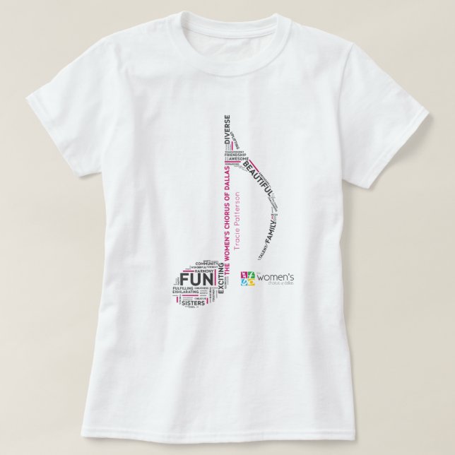 Camiseta TWCD - Palabras Nota Rosa (Diseño del anverso)