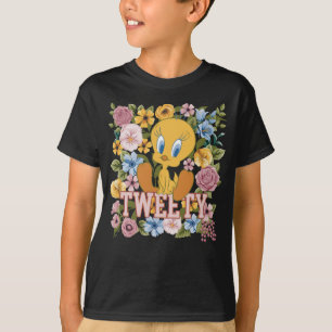 Camiseta TWEETY™ Gráfico de Bordado Floral
