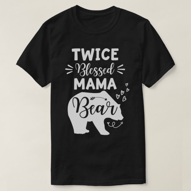 Camiseta Twice Blessed Mama Bear Heart & Arrow Mom With Two (Diseño del anverso)