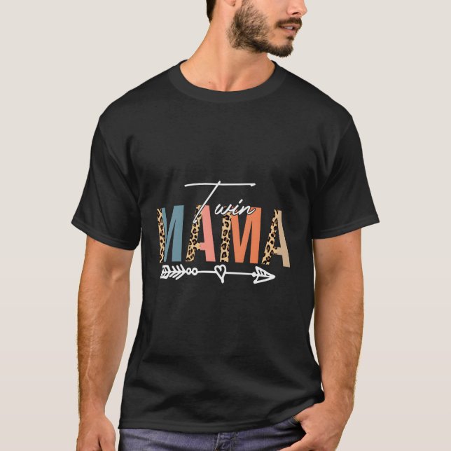Camiseta Twin Mama Día de la Madre Leopard Nueva Mamá De Ge (Anverso)