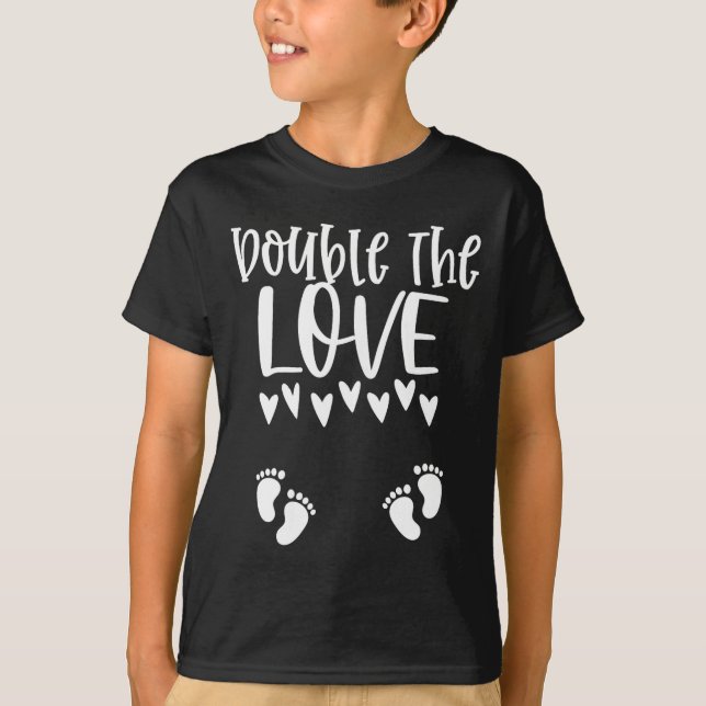 Camiseta Twin Pregnancy Valentines Day Pregnant Mom Baby An (Anverso)