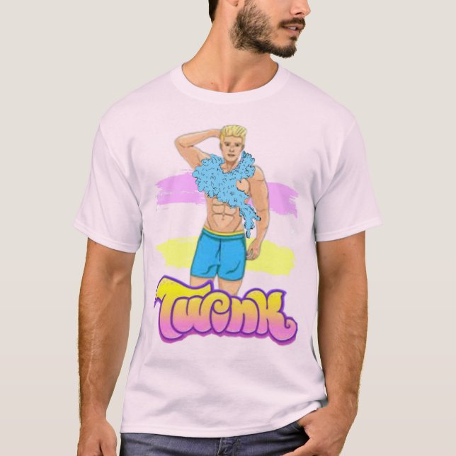 Camiseta Twink Glamuroso con Boa de Plumas (Anverso)