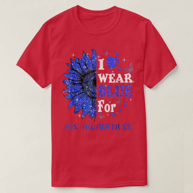 Camiseta Twinkle Heart Sunflower Yo Uso Azul Para Als Aware (Diseño del anverso)