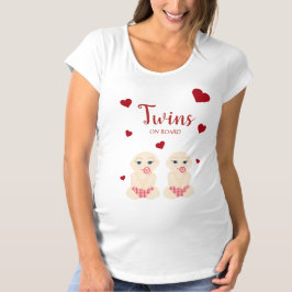 Camiseta Twins On Board Quote with Red Hearts Design