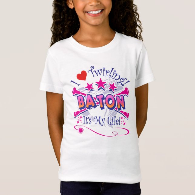 Camiseta Twirlers, me encanta el torbellino, el batón (Anverso)
