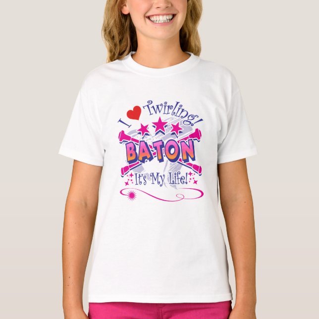 Camiseta Twirlers, me encanta el torbellino, el batón (Anverso)
