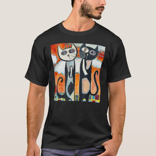 Camiseta Two black cats humorous kitten (Anverso)
