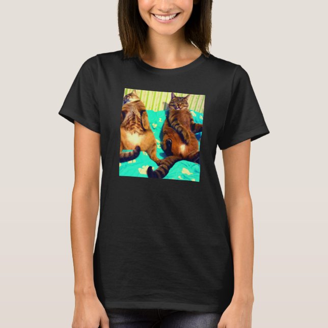 Camiseta Two cats humorous meow kitty portrait kitten cat m (Anverso)