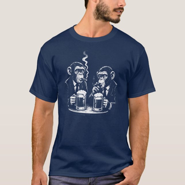 Camiseta two chimps are smoking and drinking beer  (Anverso)