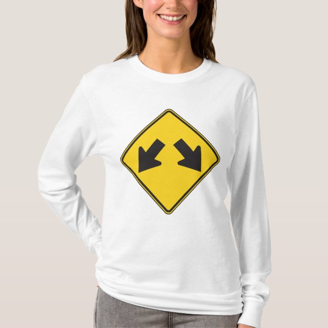 Camiseta Two Downward Arrows Warning Road Sign (Anverso)