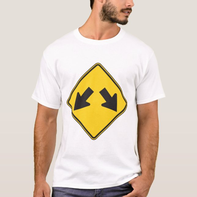 Camiseta Two Downward Arrows Warning Road Sign (Anverso)