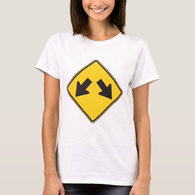 Camiseta Two Downward Arrows Warning Road Sign (Anverso)