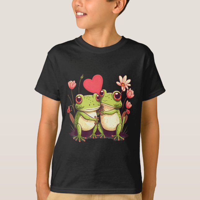 Camiseta Two Frogs Valentines Day Love On Couple Frog  (Anverso)
