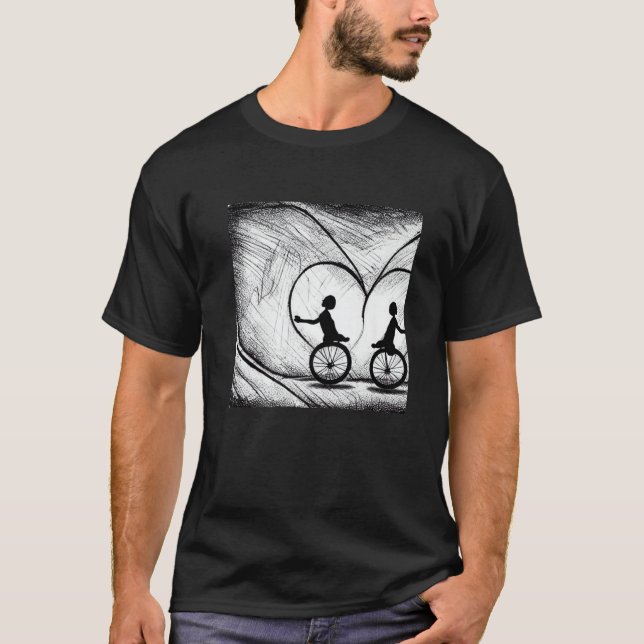 Camiseta Two Hearts On Bikes - Romance On A Bicycle Premium (Anverso)