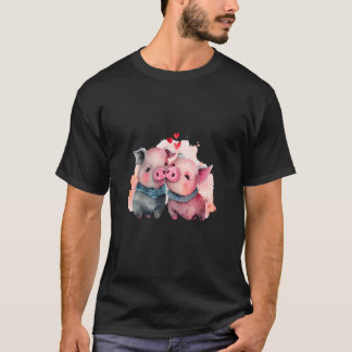 Camiseta Two Loving Pigs In Love Heart Valentine's Day Pig