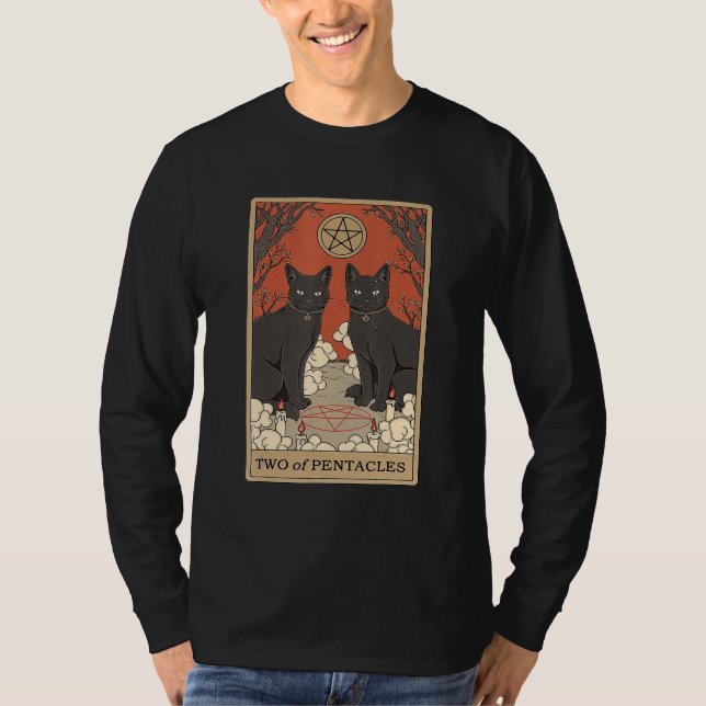 Camiseta Two Of Pentacles Tarot Card Cat (Anverso)