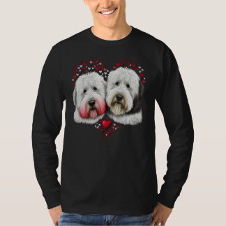 Camiseta Two Old English Sheepdogs Valentines Day Love Coup