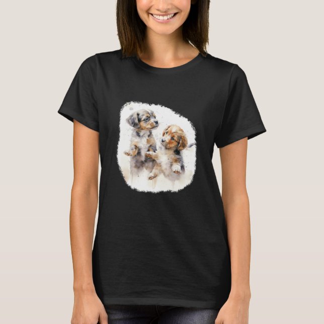 Camiseta Two puppies in watercolour style (Anverso)