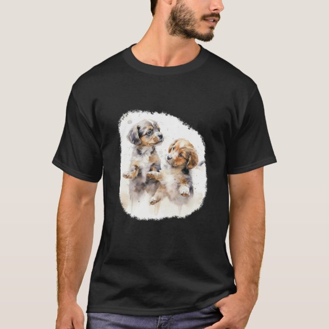 Camiseta Two puppies in watercolour style (Anverso)