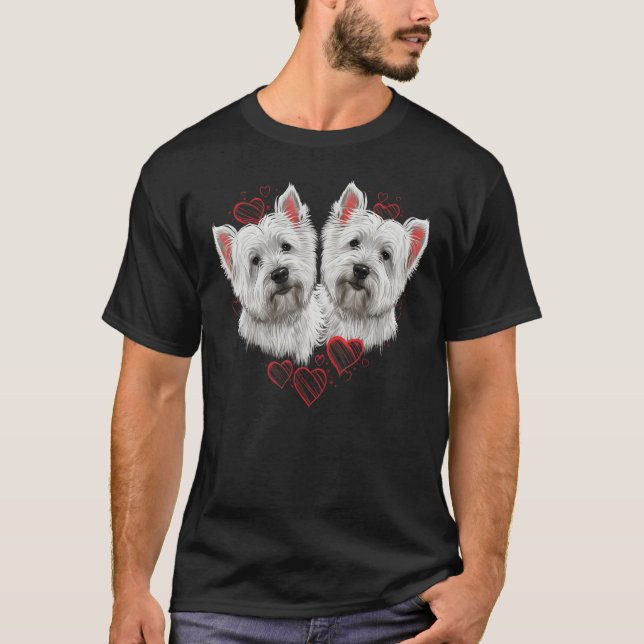 Camiseta Two West Highland White Terrier Valentines Day Cou (Anverso)