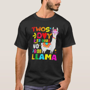 Camiseta Twosday 2-22-2022 No Prob Llama Twosday 2022 Rainb