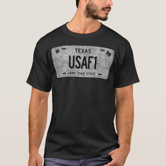 Camiseta TX State Vanity License Plate USAF1 (Anverso)