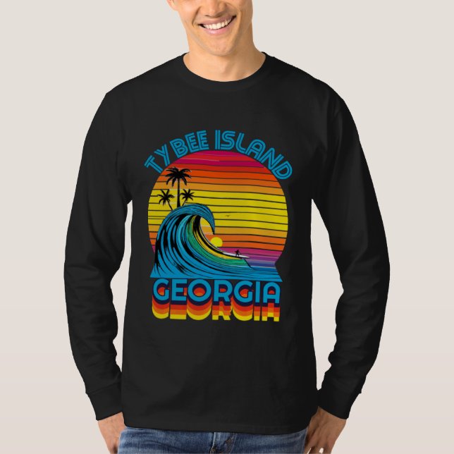 Camiseta Tybee Island Georgia Retro Throwback Surf & Beach  (Anverso)
