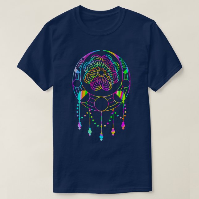 Camiseta Tye Dye Celestial Moon Phase Zen Yoga Bohemian (Diseño del anverso)